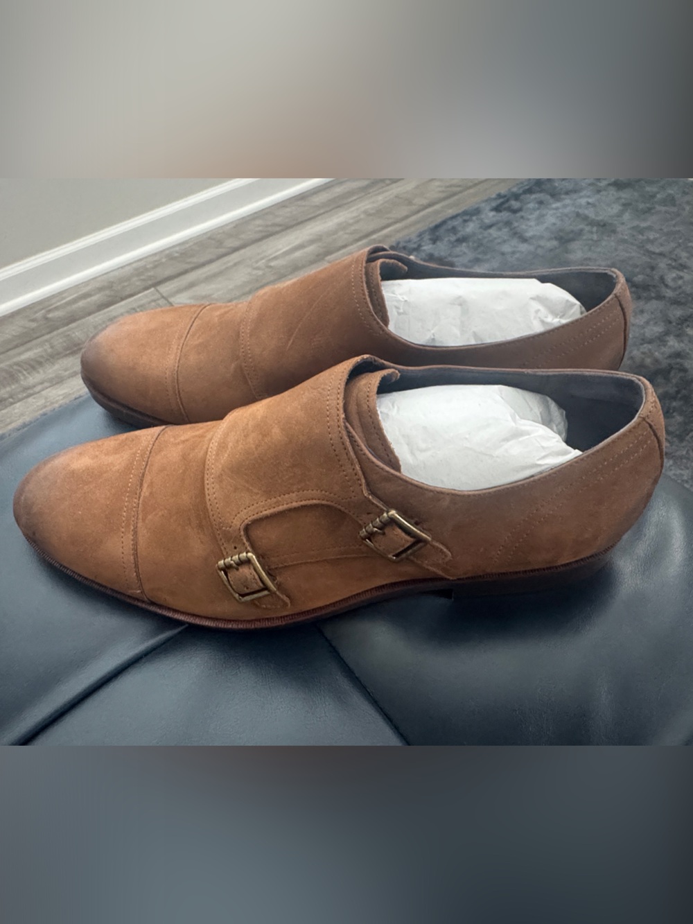 Cole Haan Men's Carnegie Double Monk Strap Suede Dress Shoes